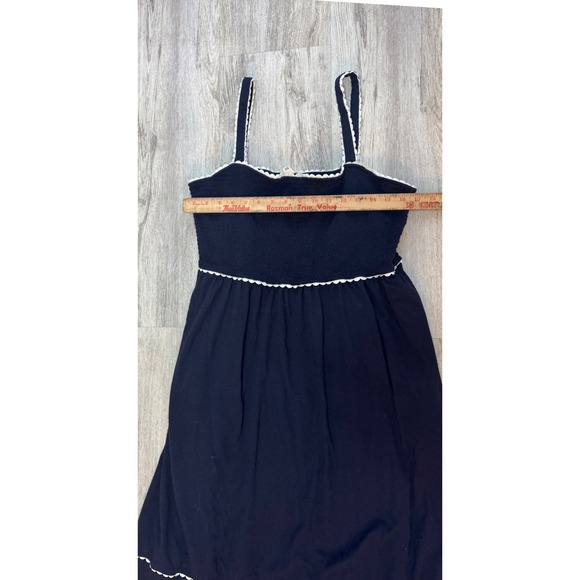 Boden Navy Smocked Trim‎ Maxi  Dress Tiered Ruffle Trim Empire Waist Size 16/18 - Picture 7 of 9
